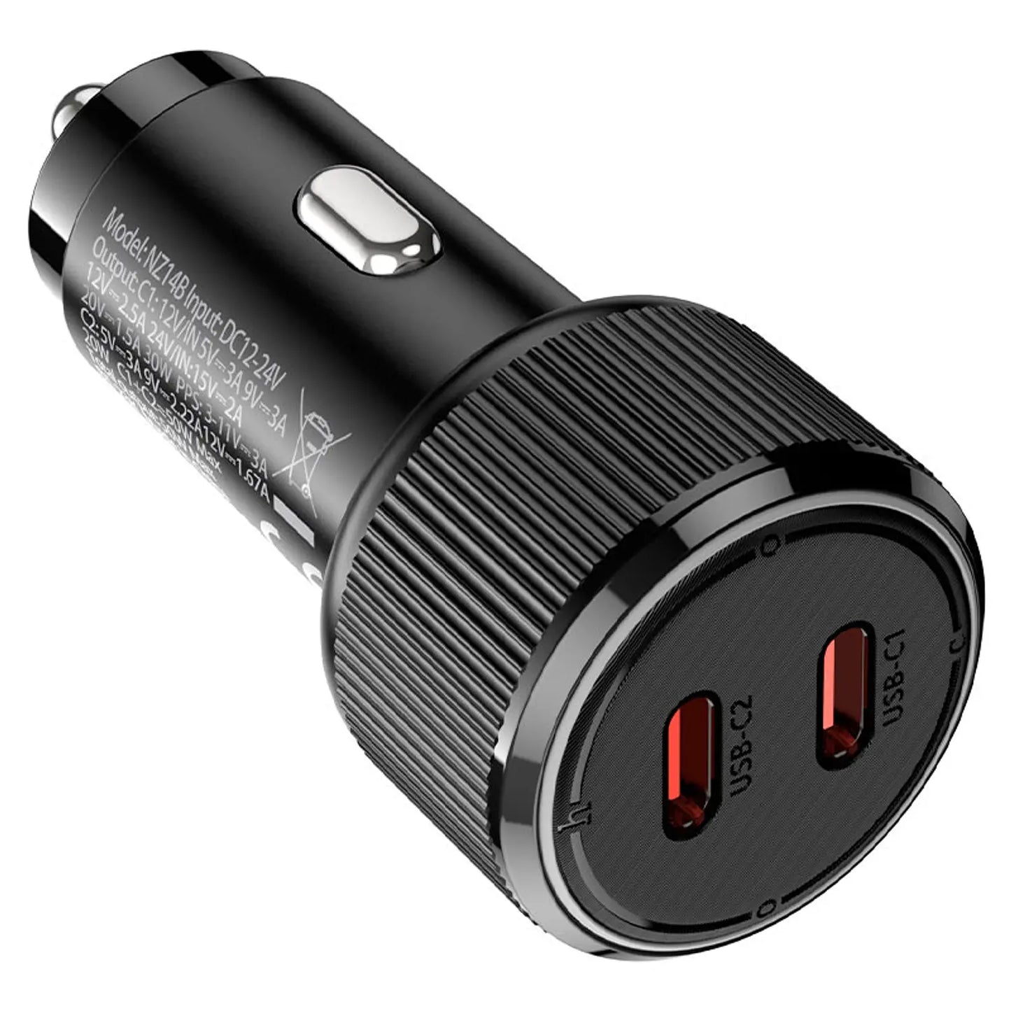 Cargador de Auto Hoco NZ14B Guerrero 50W Dual USB-C + Cable (PD/PPS)