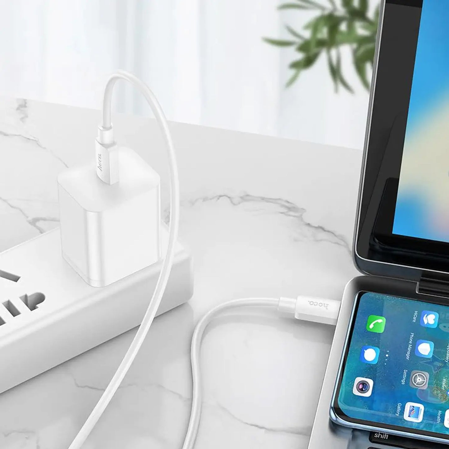 Cable Hoco X96 Hyper USB-C a USB-C 100W (1 m, Blanco)