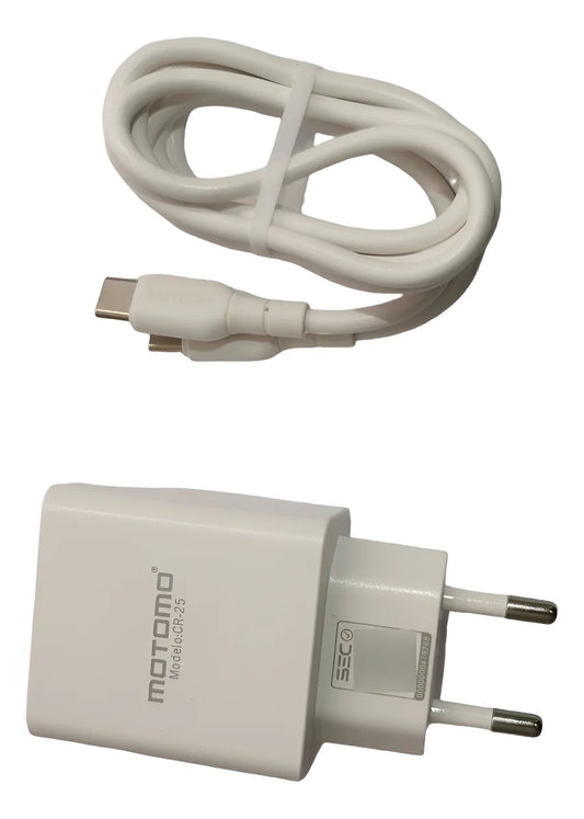 Cargador de Pared Motomo CR25Q 30W USB-C + Dual USB-A + Cable USB-C (SEC)