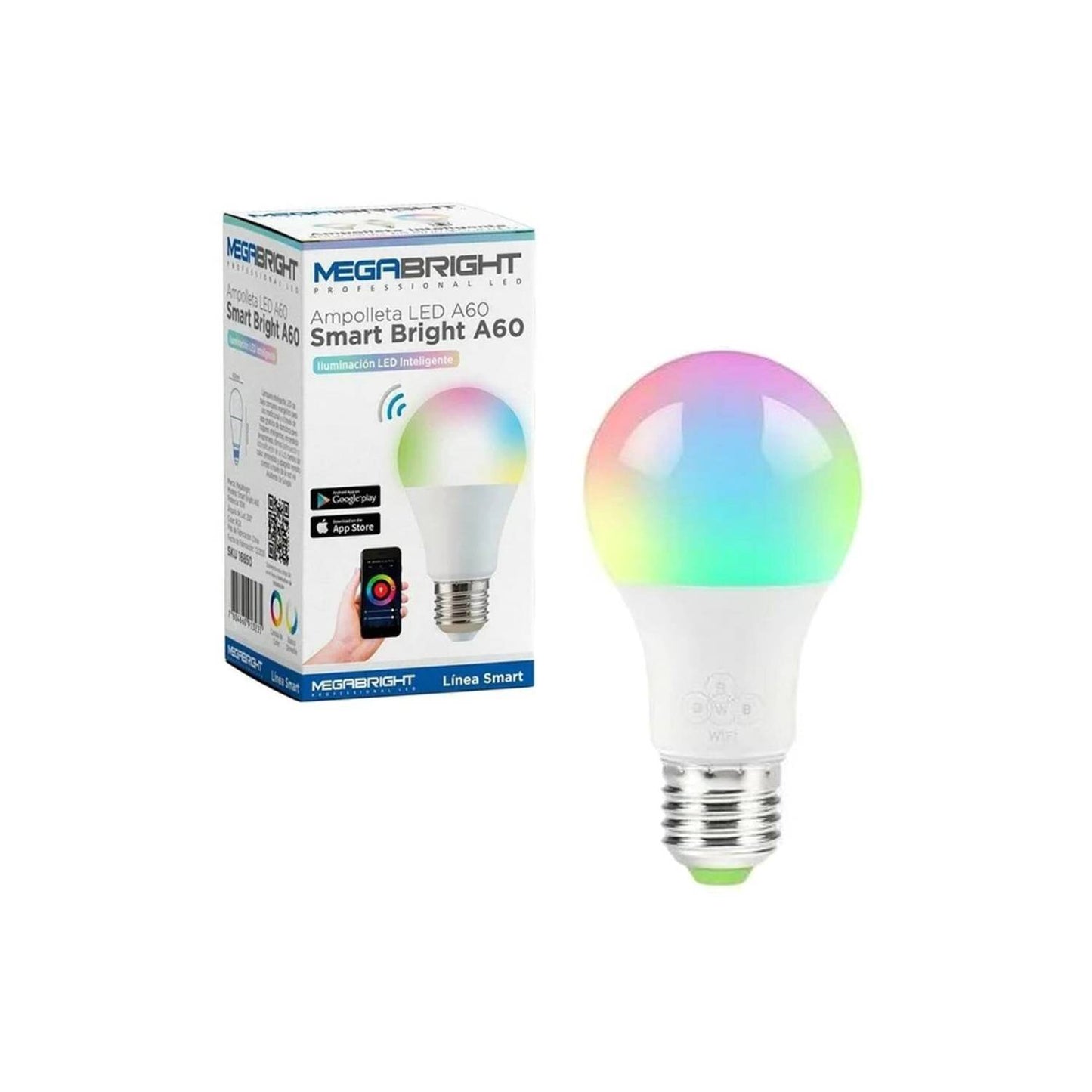 Ampolleta Smart LED Megabright A60 10W E27 WiFi (Multicolor)