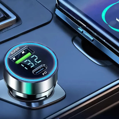 Cargador de Auto Philco LD49A USB 3.0 + USB-C con Pantalla LED (30W)