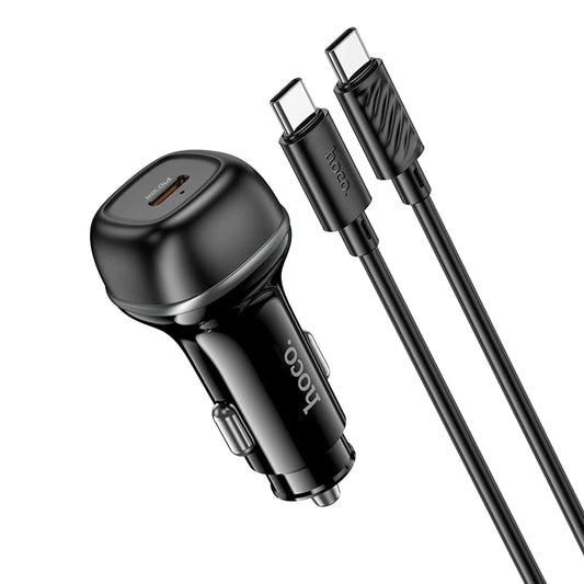 Cargador de Auto Hoco Z58 Rank PD30W + Cable USB-C a Lightning (Negro)