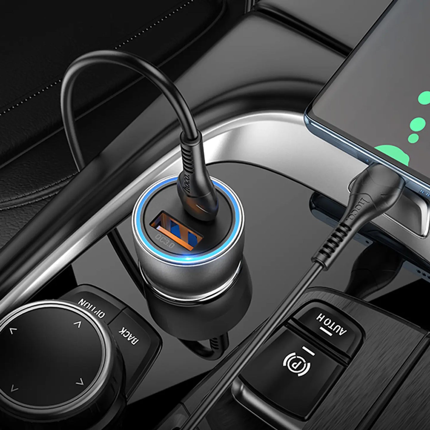 Cargador de Auto Hoco NZ8 Sprinter 43W Dual Port (PD 25W + QC 3.0)