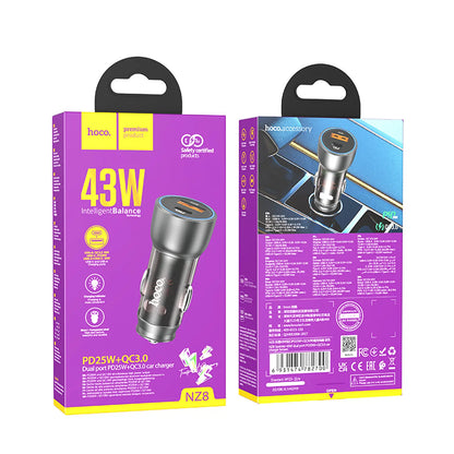 Cargador de Auto Hoco NZ8 Sprinter 43W Dual Port (PD 25W + QC 3.0)