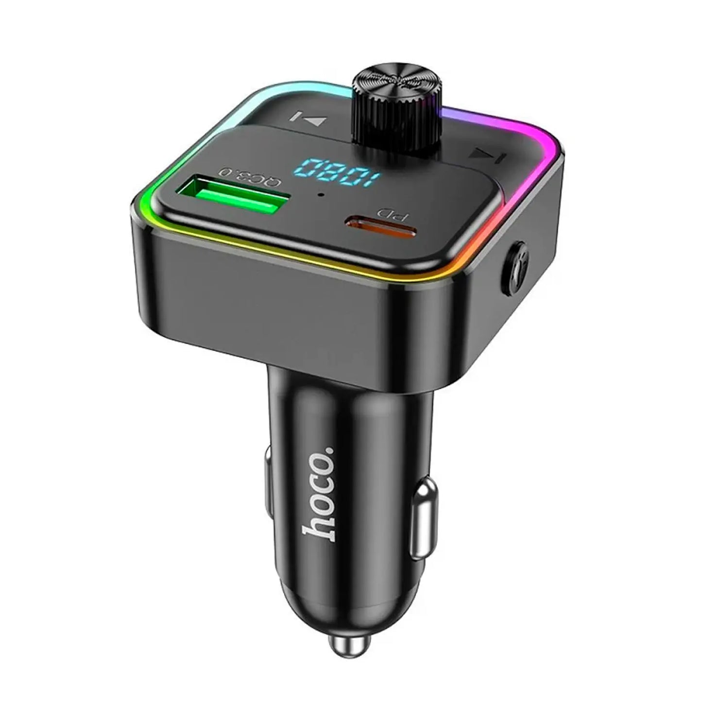 Transmisor FM Hoco E81 Fantasy Inalámbrico con Carga PD30W + QC3.0 (Negro)