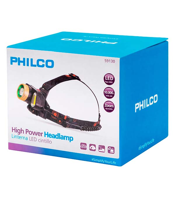 Linterna Cintillo Philco 59130 LED 1000lm con Zoom y 3 Modos