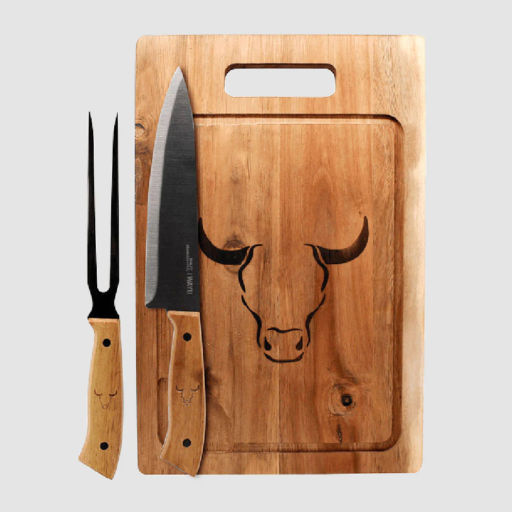 Set Tabla con Cuchillo y Tenedor de Acero Inoxidable - Wayu