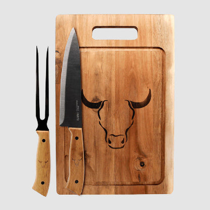 Set Tabla con Cuchillo y Tenedor de Acero Inoxidable - Wayu