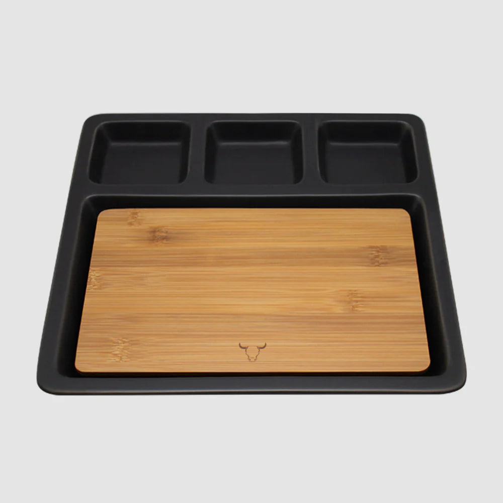 Tabla de Aperitivo de Bamboo con Bandeja de Cerámica (Set 2 Piezas) - Wayu