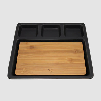 Tabla de Aperitivo de Bamboo con Bandeja de Cerámica (Set 2 Piezas) - Wayu