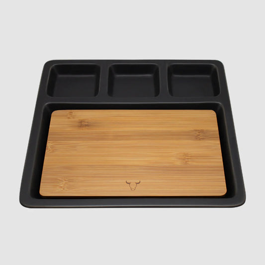 Tabla de Aperitivo de Bamboo con Bandeja de Cerámica (Set 2 Piezas) - Wayu