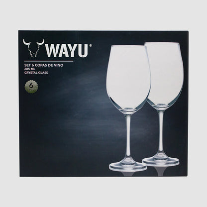 Set de 6 Copas de Cristal para Vino 685 ml - Wayu