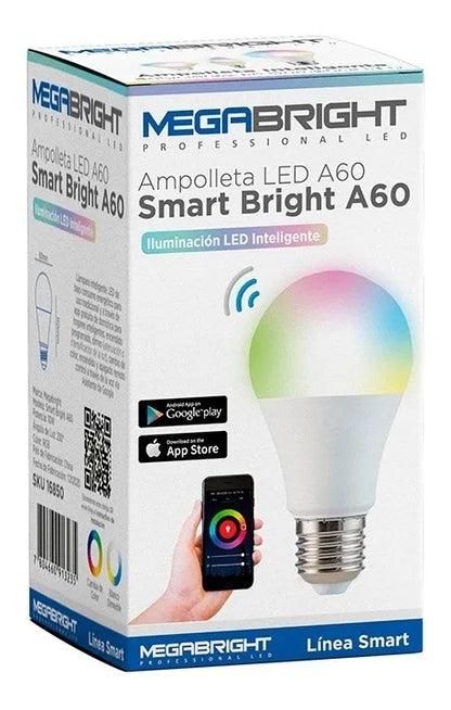 Ampolleta Smart LED Megabright A60 10W E27 WiFi (Multicolor)