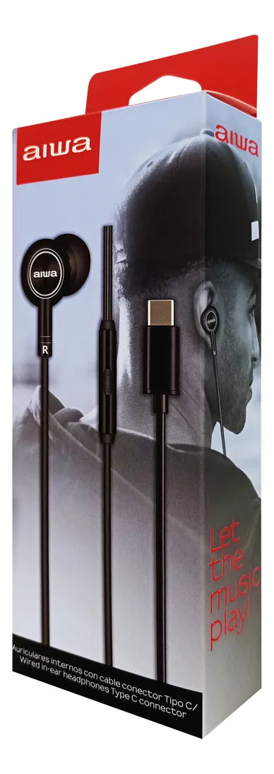 Audífonos Aiwa In-Ear AW-I30TC con Cable Tipo-C y Manos Libres