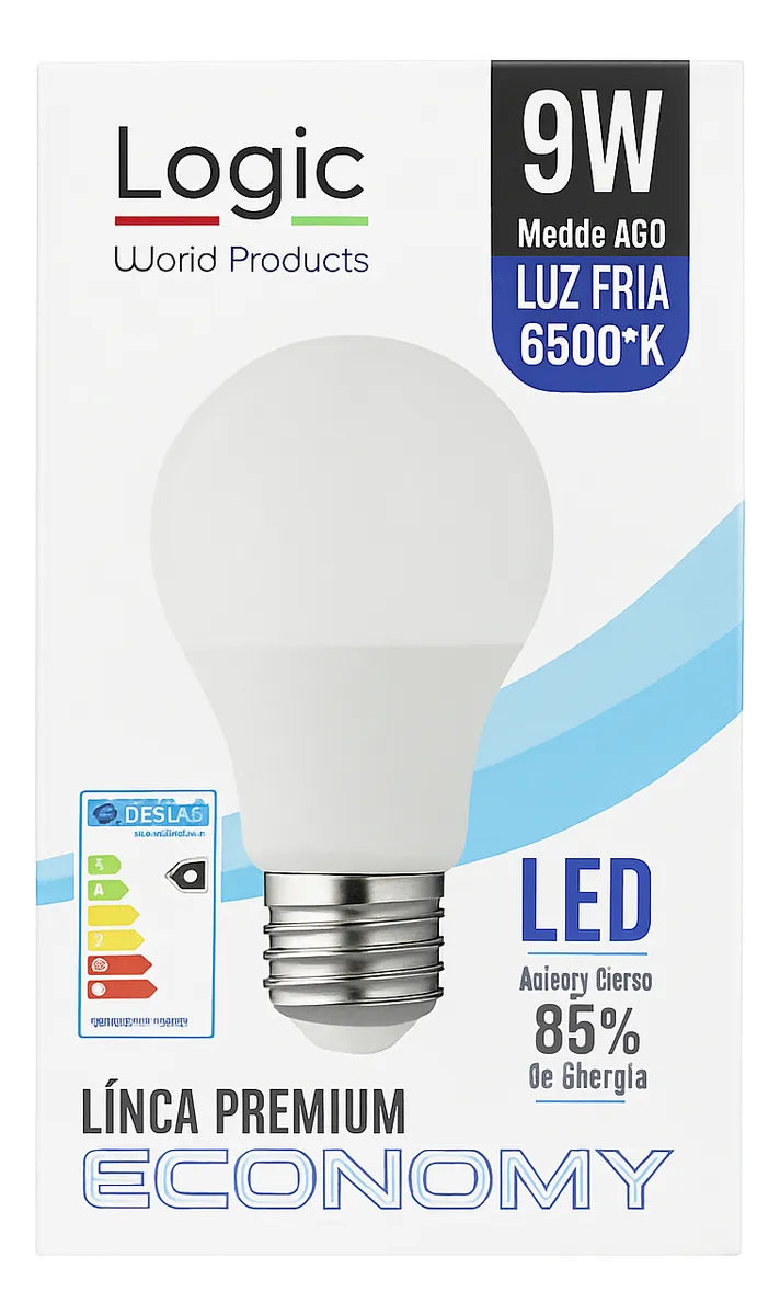 Ampolleta LED Logic A60 9W 800 lm E27 (Luz Fría 6500K) – Pack 2