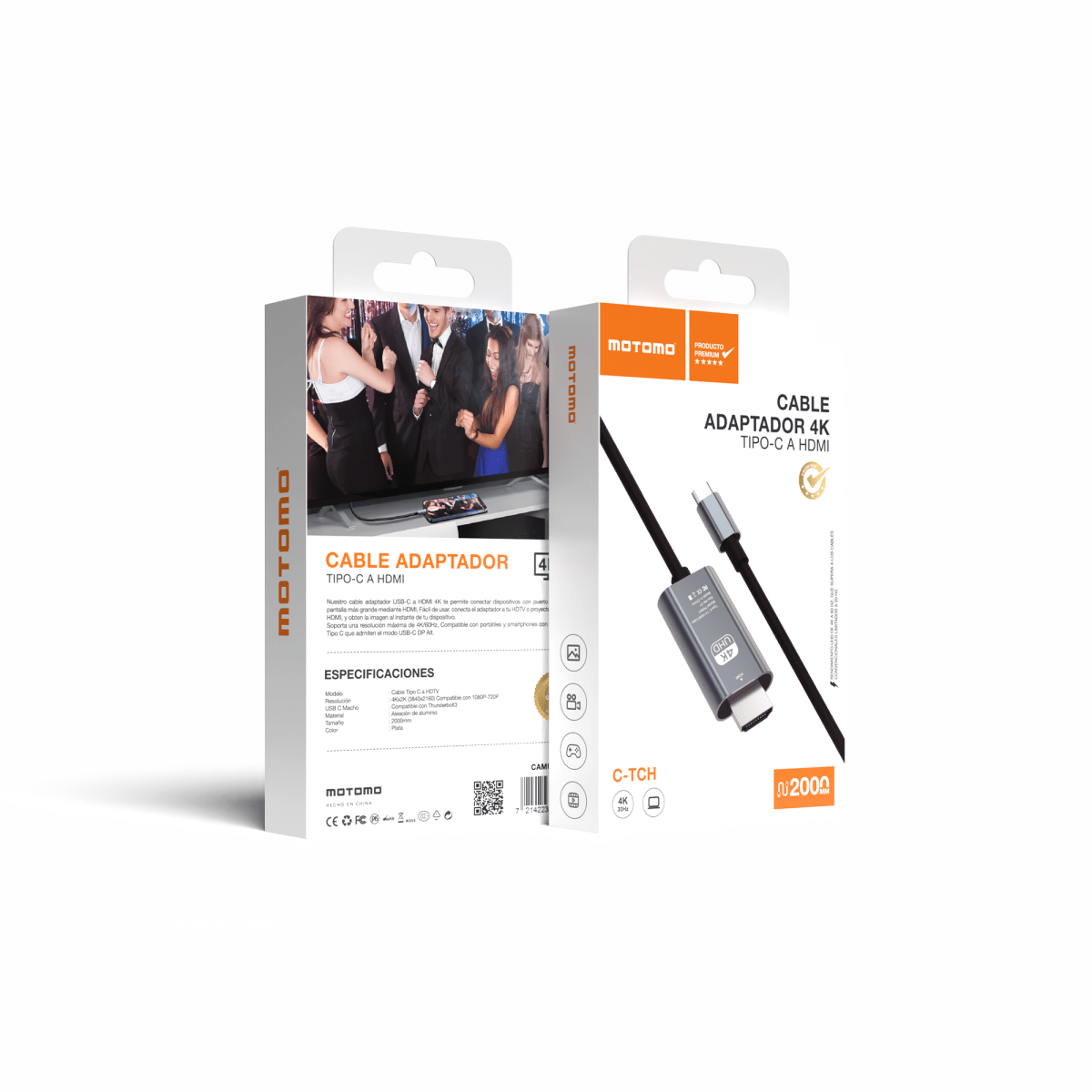 Cable Adaptador USB-C a HDMI 4K/60Hz (2 m, Tipo C a A)