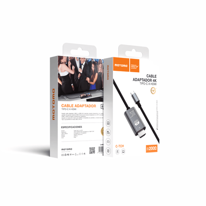 Cable Adaptador USB-C a HDMI 4K/60Hz (2 m, Tipo C a A)