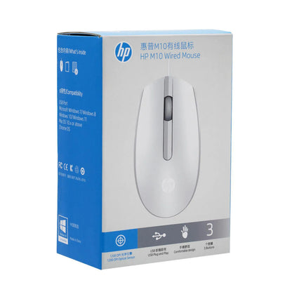 Mouse HP M10 Alámbrico USB con Sensor 1200 DPI (Blanco)
