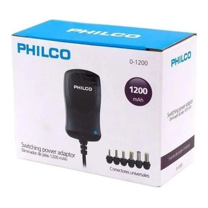 Fuente de Poder Universal Philco 1200mA con 6 Conectores y Selector de Voltaje (Negro)